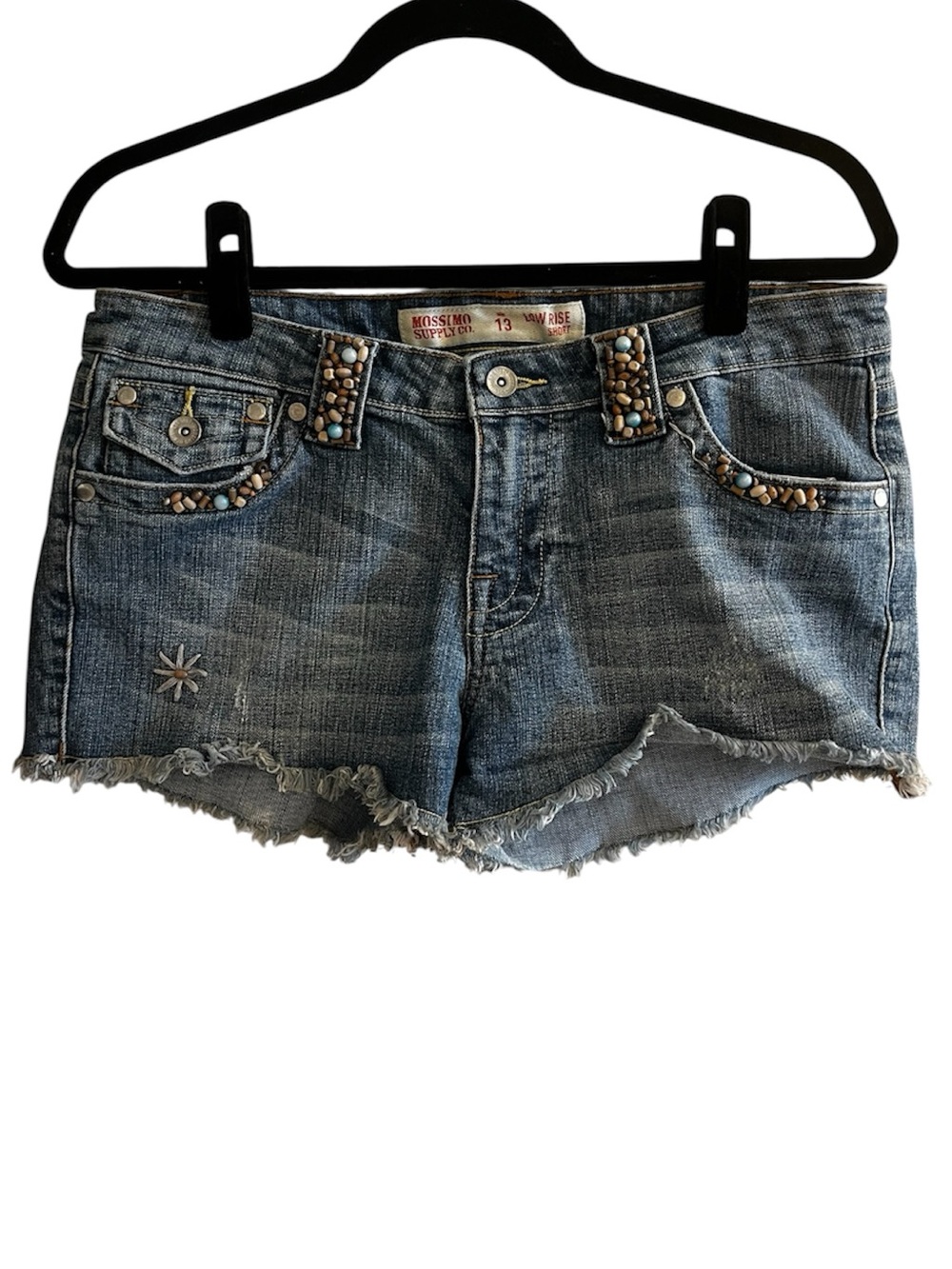 Mossimo Supply Co. Blue Beaded Denim Shorts